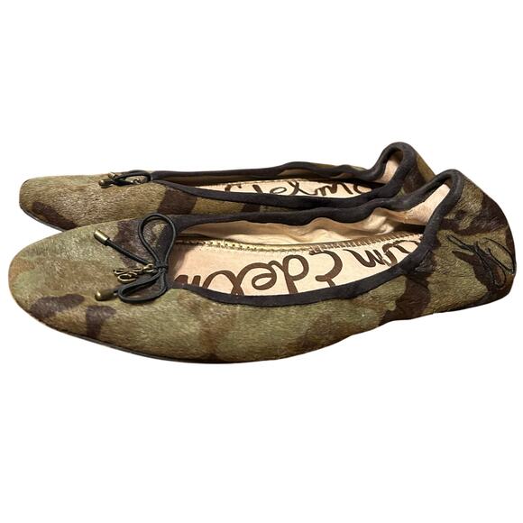 Sam Edelman Ballet Flats Felicia Camo Print Calf Hair Leather USA women’s 8.5 - Picture 2 of 3